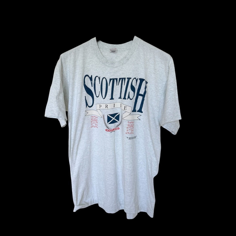 80's Scottish Pride T-Shirt XL Gray Short Sleeve Scotland‎ Tee Distressed